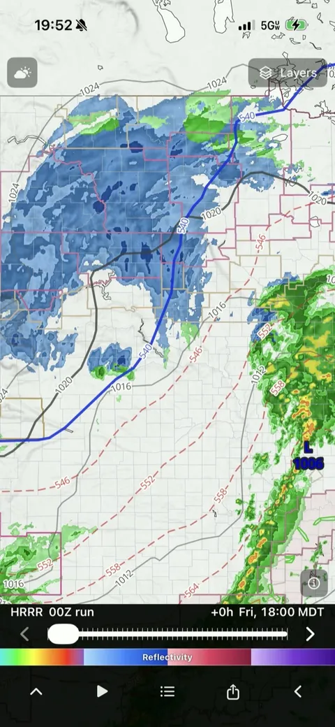 Weather model contours and Skew-T sounding